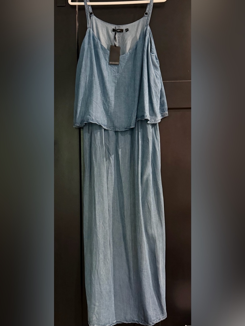 "NWT Simply Be Denim Chambray Maxi Dress, Layered Cami Top, Sz US 18 (22 UK)"